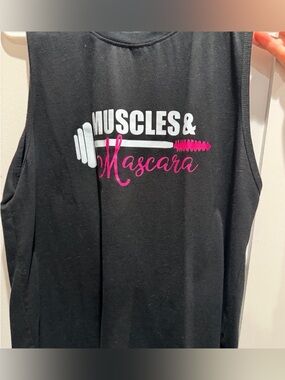 Black 'Muscles & Mascara' Tank Top